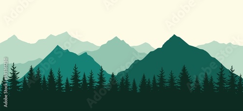 mountain landscape with trees © Sergey
