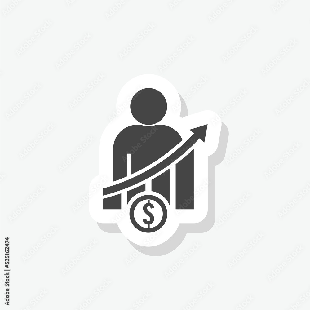 Salary increase icon sticker isolated on white background