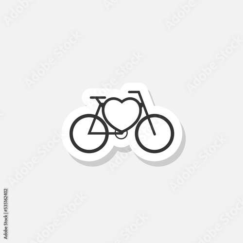 Bicycle logo, love cycling logo design sticker isolated on white background