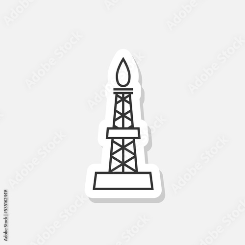 Oil or gas rig sticker icon isolated on white background