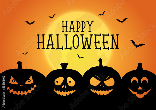 Halloween background with jack o lanterns