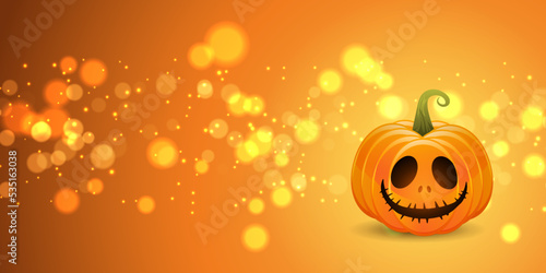 Halloween banner design with jack o lantern