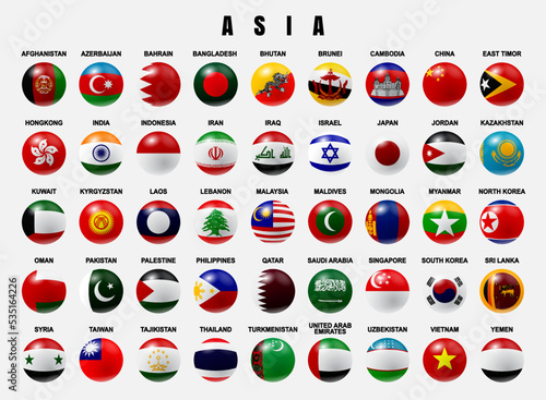 Asian Countries Flags Icon Sets