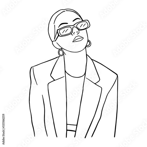 Line art minimal of fashion people  hand drawn concept for decoration, doodle style