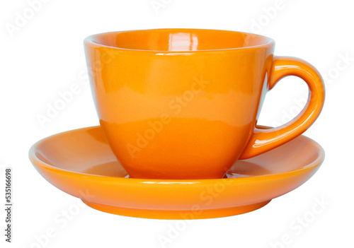 Принти на полотні empty orange cup and saucer isolated with clipping path for mockup