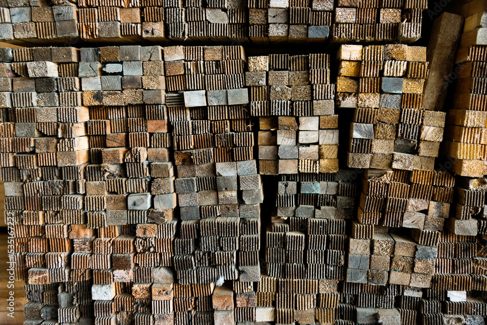 Fototapeta premium Stack of old wooden beams