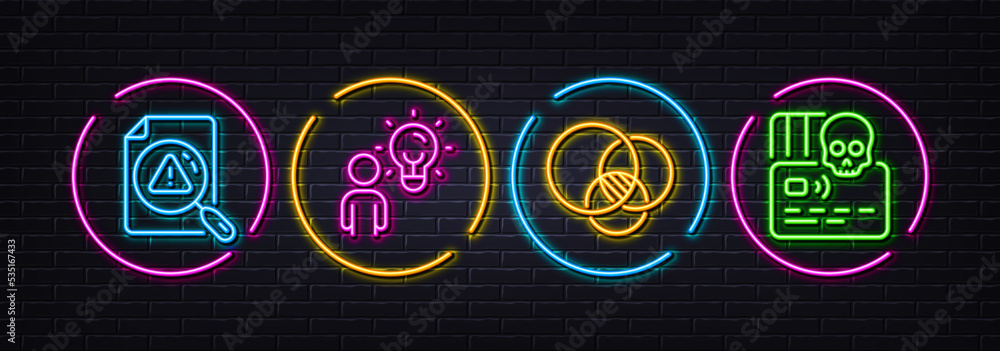 Search document, Euler diagram and Group people minimal line icons. Neon laser 3d lights. Cyber attack icons. For web, application, printing. Vector Search document, Euler diagram and Group people minimal line icons. Neon laser 3d lights. Cyber attack icons. For web, application, printing. Vector