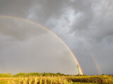 Natural rainbow after the rain in Maramures county, Romania