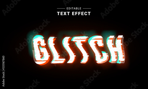 Editable Glitch Text Effect. Data Glitch Typography