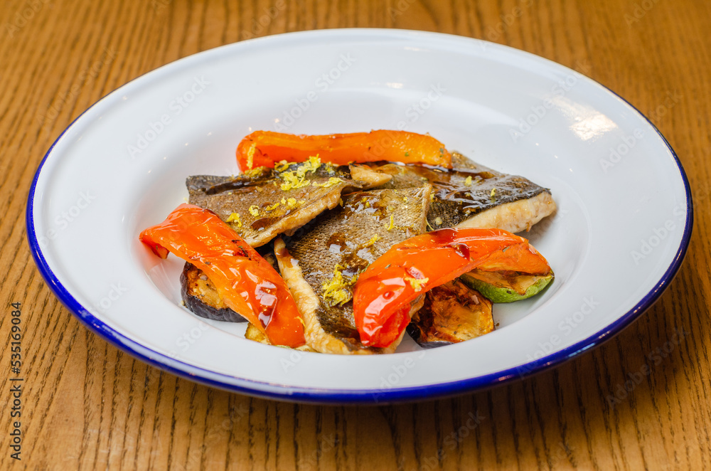 fish fillet with red bell pepper fish fillet with red bell pepper