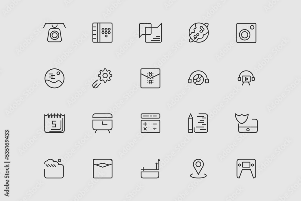 smartphone essential icon set