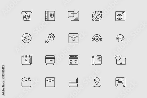 smartphone essential icon set