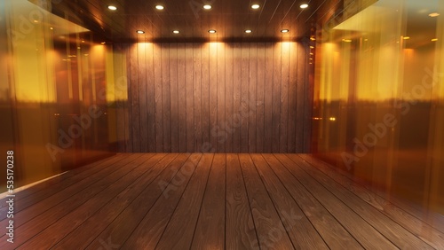 three-dimensional color background for wooden TV studio 3d rendering © MUS_GRAPHIC