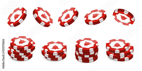 Casino chips for poker or roulette. Realistic 3d. Vector illustration