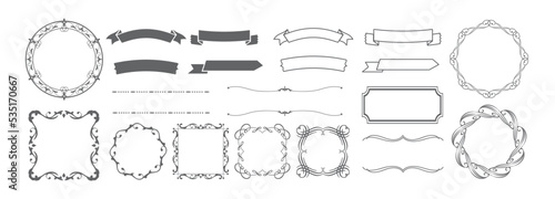 クリスマスモチーフのフレームデザインセット。ゴージャスでエレガントなデザイン素材