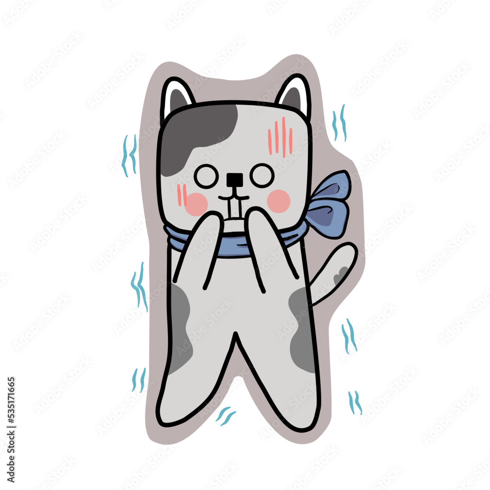 Scaredy cat, lovely cat in cartoon style on white background, vector Scaredy cat, lovely cat in cartoon style on white background, vector