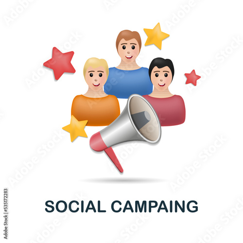 Social Campaing icon. 3d illustration from digital marketing collection. Creative Social Campaing 3d icon for web design, templates, infographics and more