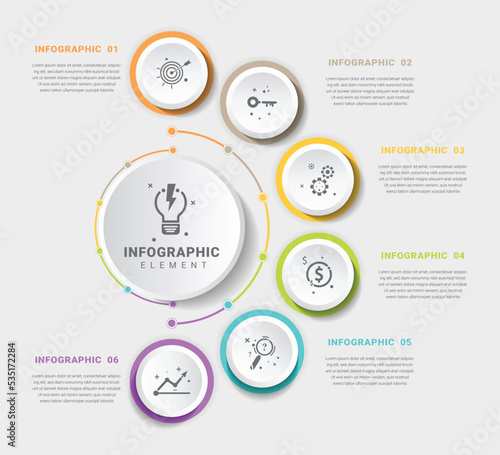 Round circle infographic template design with flat icon