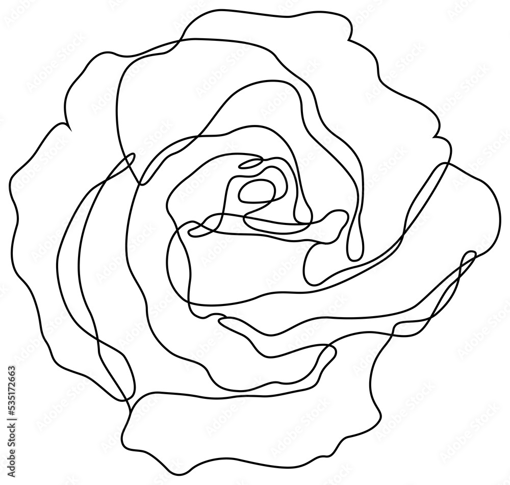 Rose flower isolated on white. Hand drawn continuous line png.
Rose flower isolated on white. Hand drawn continuous line png.