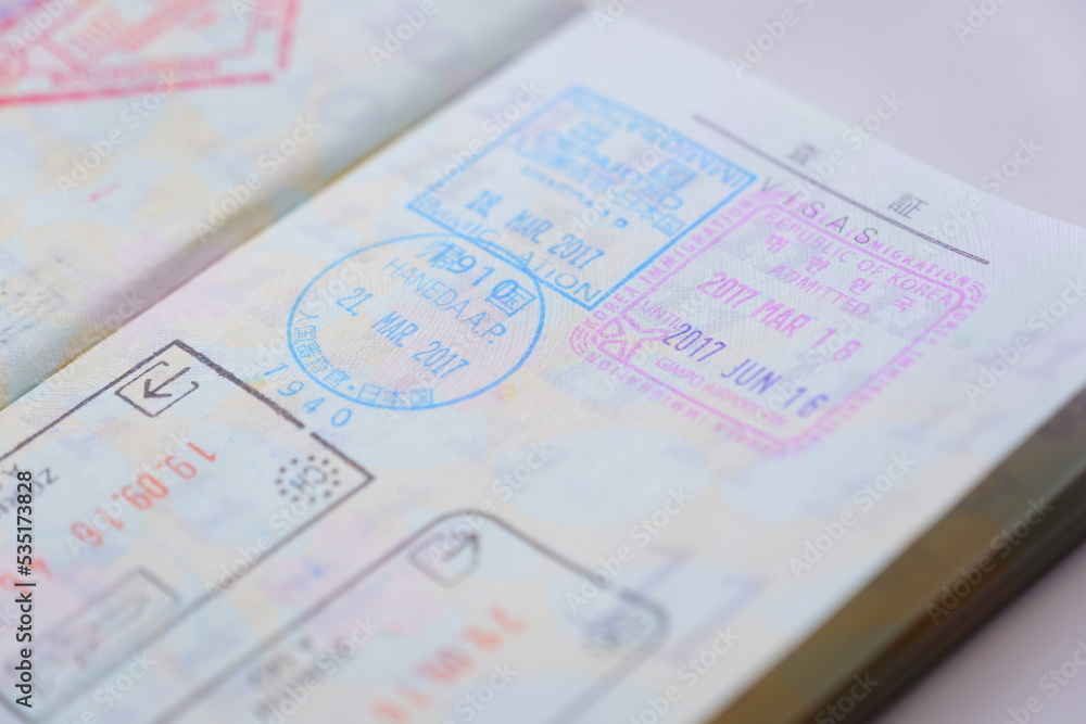 パスポートの査証のページ Stock Photo Adobe Stock