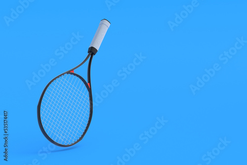 Modern flying tennis racquet. Sports equipments. International tournament. Game for laisure. Favorite hobby. Copy space. 3d render
