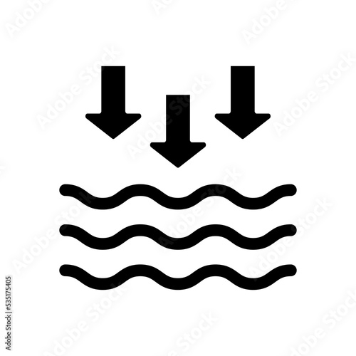 Low Tide Silhouette Icon. Waves on the Sea or Ocean Black Icon. Vector Isolated Illustration