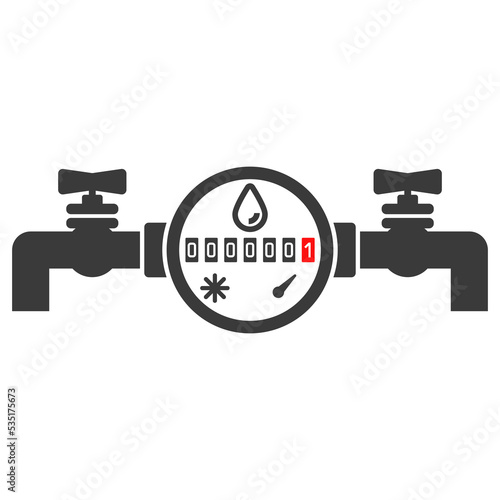 Water meter glyph icon isolated on white background.Vector illustration.
