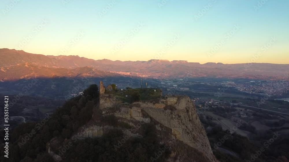 Aerial view beautiful sunset in the Pyrenees mountains Aerial view beautiful sunset in the Pyrenees mountains