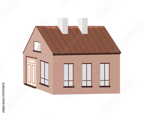 Residential house building exterior, outside view. Dwelling living home facad...