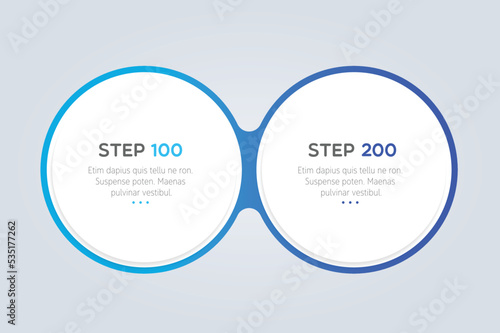 2 elements scheme, diagram. Two connected circles. Infographic template.