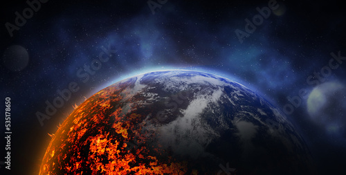 Photos Conceptual photo depicting Earth destroyed by global warming