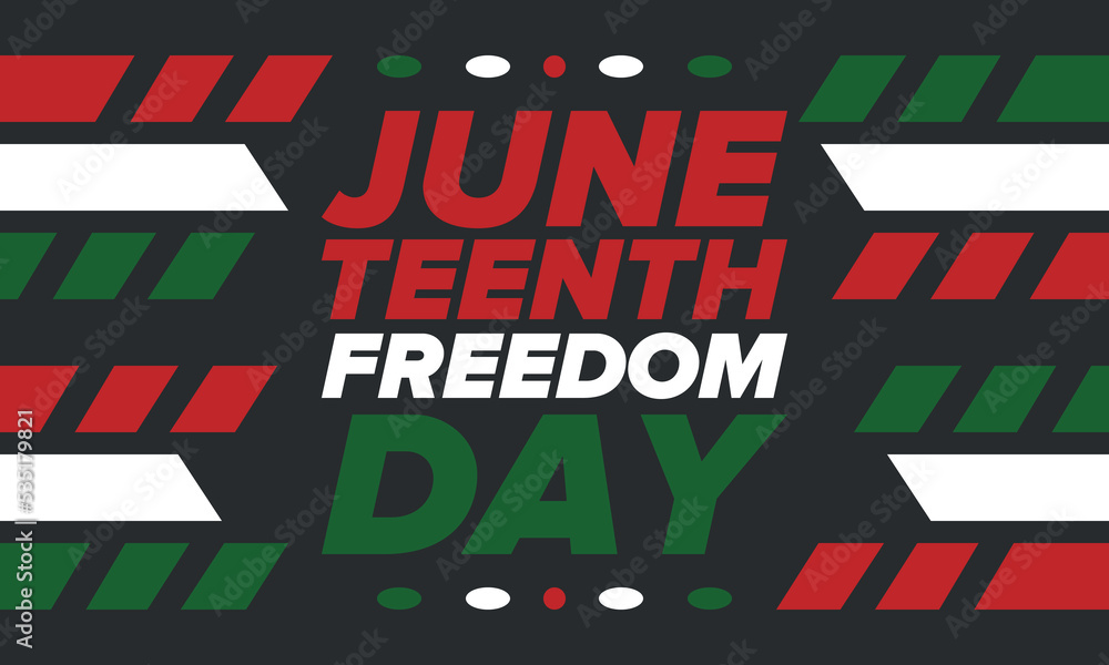 Obraz premium Juneteenth Independence Day. Freedom or Emancipation day. Annual american holiday, celebrated in June 19. African-American history and heritage. Poster, greeting card, banner and background. Vector