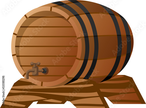 old wooden beer barrel cartoon illustration