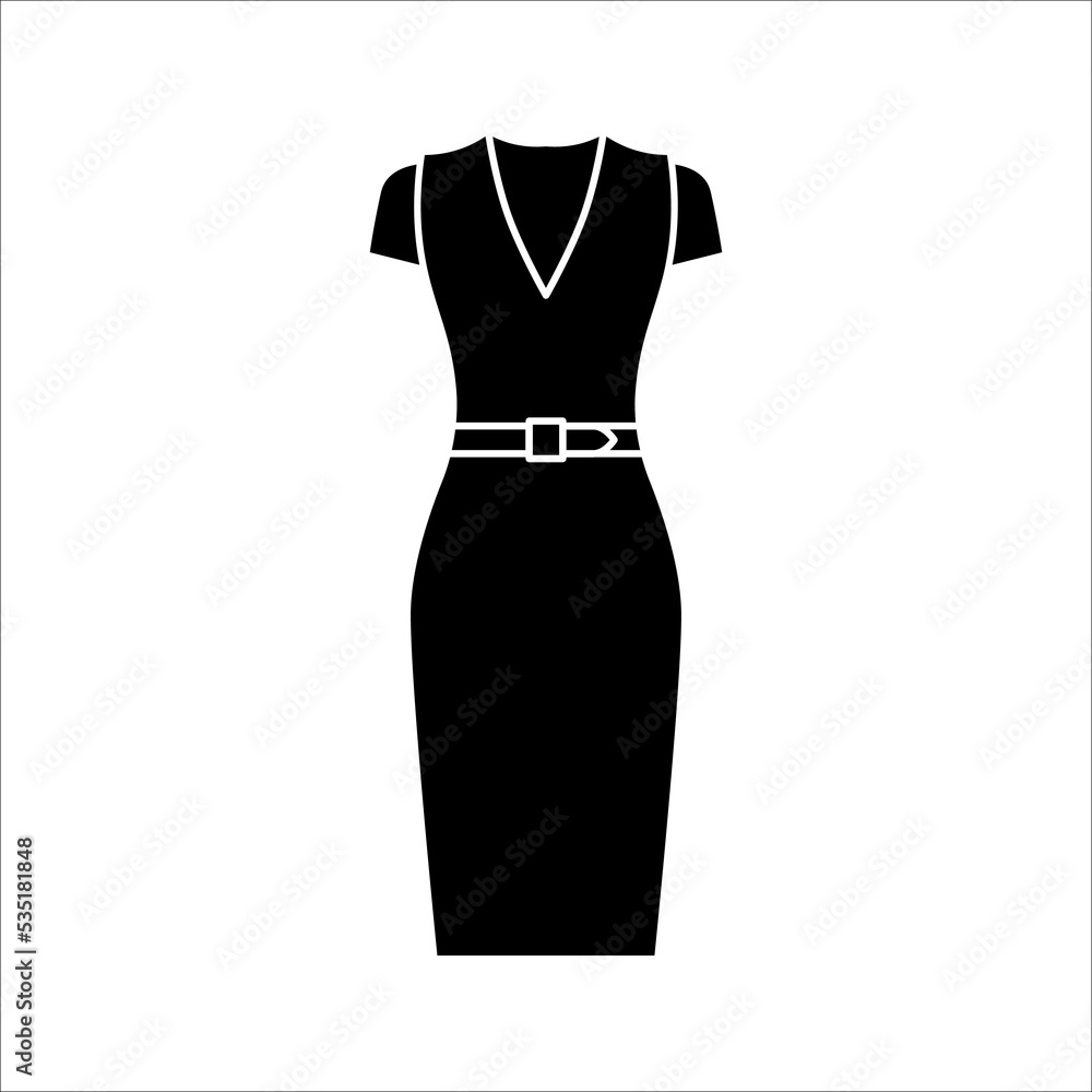 Cocktail Dress Line Icon. vector illustration on White Background