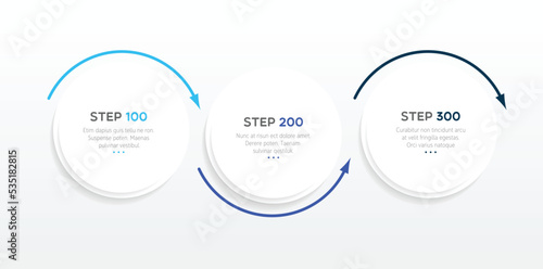 3 Circles 3D infographic. Tree steps labels. Vector template.