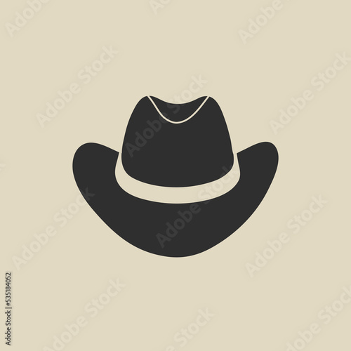 Wild west vintage element in flat, line style. Hand drawn vector retro illustration of old western cowboy hat fashion style, cartoon design. Cowboy Texas patch, badge, emblem, logo.