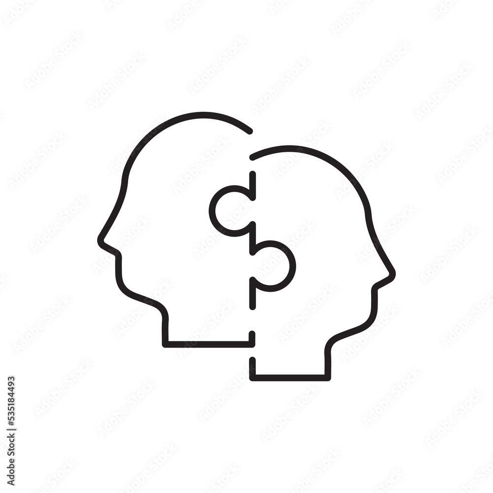 Puzzle collaboration icon. Outline puzzle collaboration icon for web design isolated on white background Puzzle collaboration icon. Outline puzzle collaboration icon for web design isolated on white background