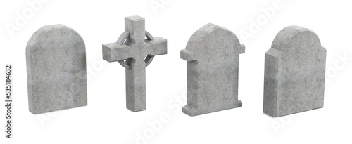 Isolated Tombstones on transparent background.