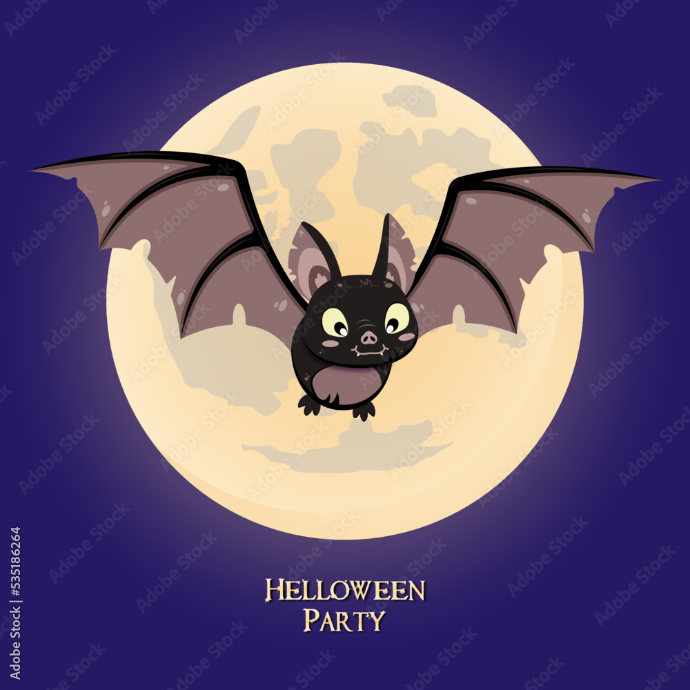 A bat flies on a moonlit night. Vector illustration A bat flies on a moonlit night. Vector illustration
