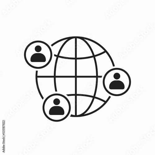 Clients worldwide line icon. Globe, planet, people. Global business concept. Can be used for topics like networking, communication, partnership