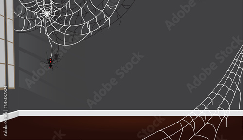 spider web in the old house for halloween design