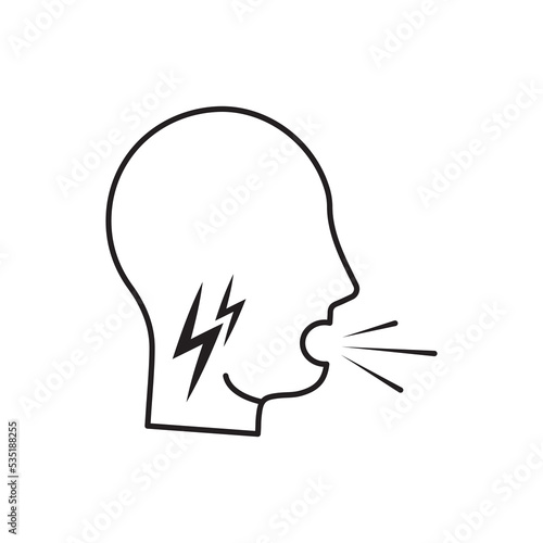 Wheezing thin line icon. Asthma symptom.