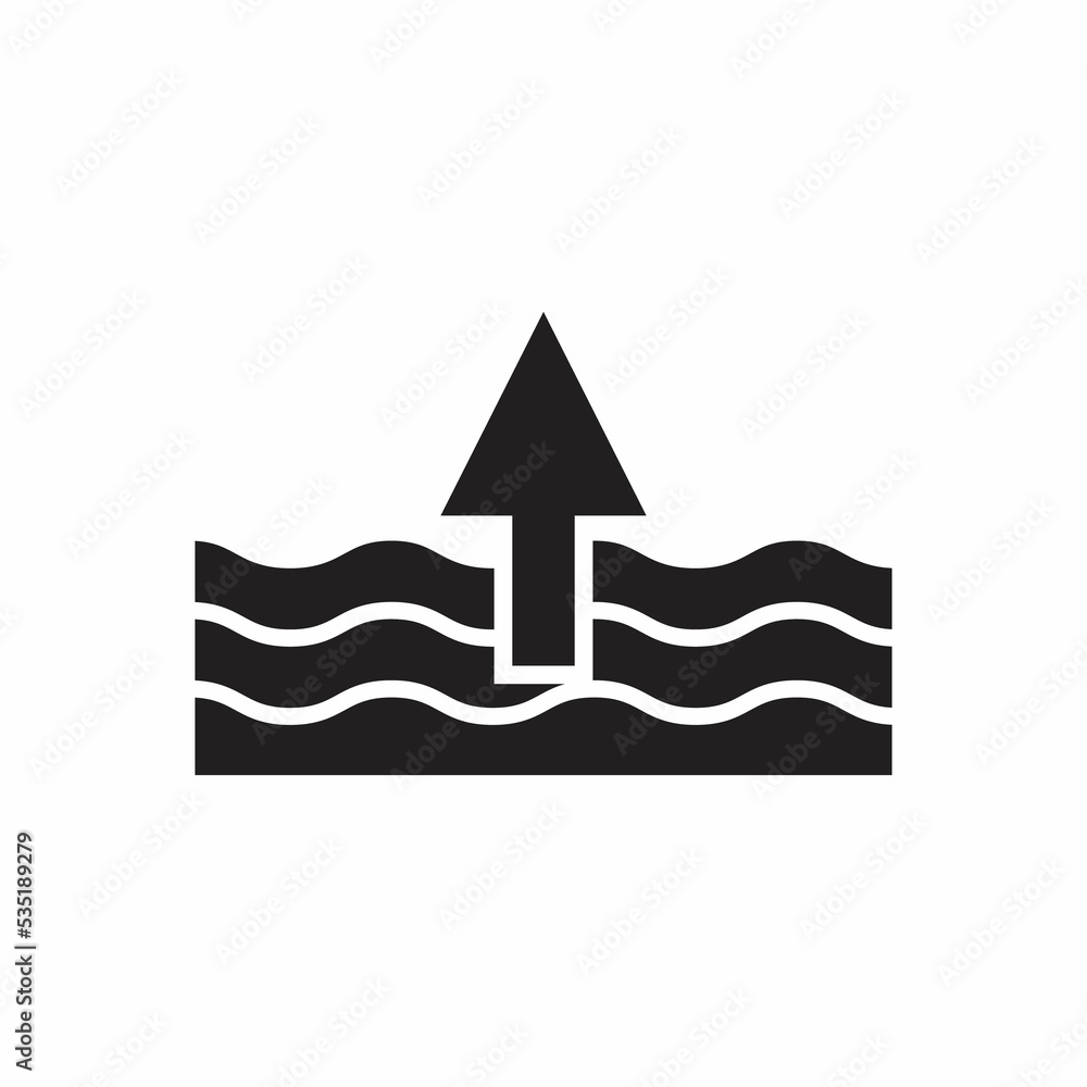 Rise in water level icon isolated on white background