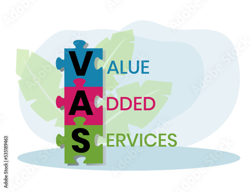 VAS - Value Added Services acronym. business concept background. vector illustration concept with keywords and icons. lettering illustration with icons for web banner, flyer, landing pag