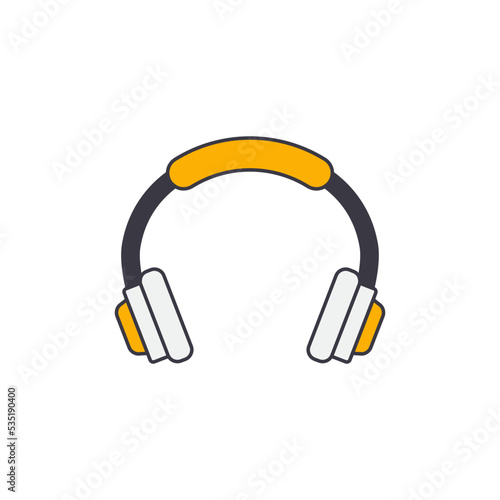 headphones icon in color, isolated on white background 