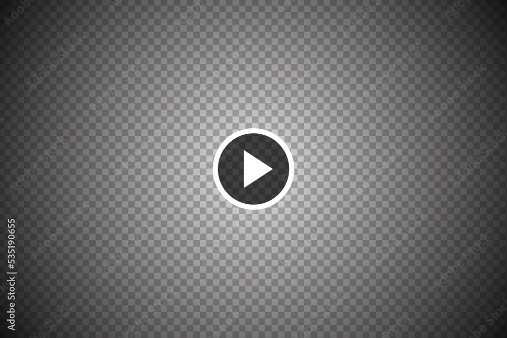 Play video black round sign on transparent background with play button. Vector semitransparent layer for videoplayer design Play video black round sign on transparent background with play button. Vector semitransparent layer for videoplayer design