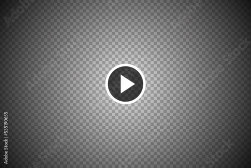Play video black round sign on transparent background with play button. Vector semitransparent layer for videoplayer design