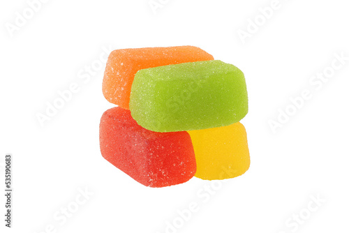 Multi-colored jelly candies. Marmalade on a light background.