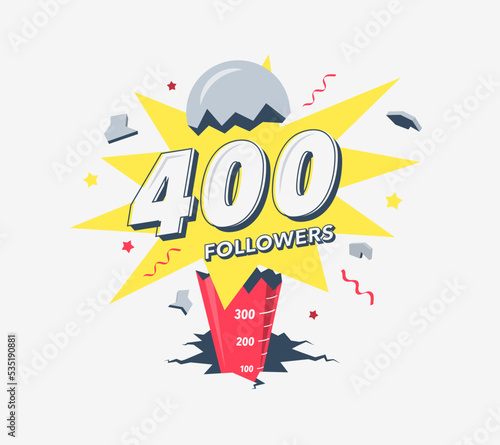 Thank you 400 social media followers symbol. Simple modern flat banner.
