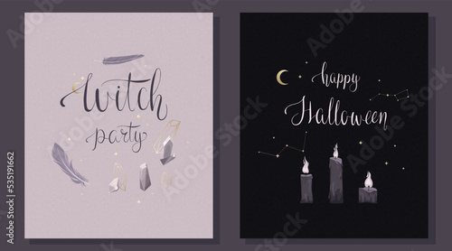 Mystical and magical Halloween greeting cards